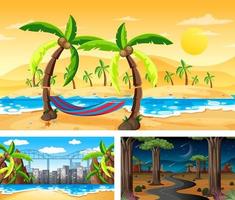 Three different nature landscape scenes vector