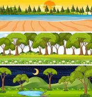 Set of different nature horizontal scenes vector