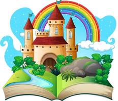 3D pop up book with castle fairy tale theme vector