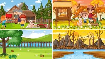Different background scenes of nature in set vector
