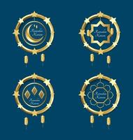 Gold Ramadan ornament and label set vector