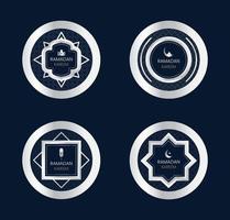 Set of Silver Ramadan circular label collection vector