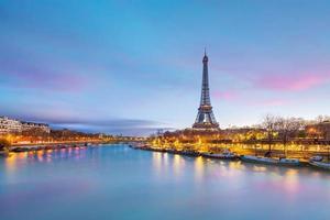 The Eiffel Tower and river Seine at twilight in Paris photo