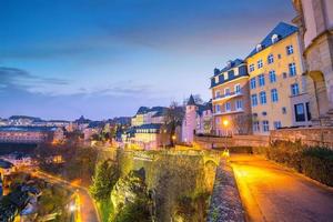 Skyline of old town Luxembourg City from top view photo