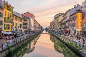 View of the crowded Naviglio Grande district in Milan photo