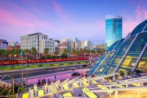 San Diego downtown city skyline at sunset photo