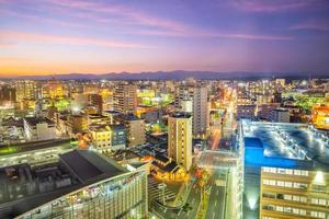 Miyazaki city downtown skyline cityscape  in Kyushu, Japan photo