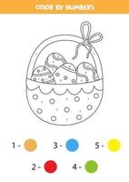 Color Easter basket by numbers. Transportation worksheet. vector