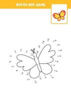 Handwriting practice for kids. Dot to dot with butterfly vector