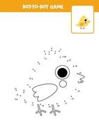 Connect the dots game with cute cartoon chicken. vector