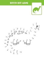 Connect the dots game with cute dinosaur. vector