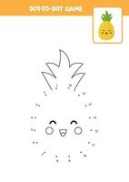 Connect the dots game with kawaii pineapple. vector