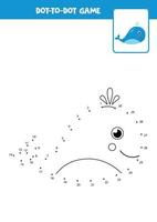 Connect the dots game with blue whale. vector