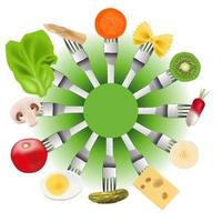 Presentation of Vegetarian Foods on Forks vector