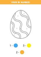 Color by numbers with cartoon Easter egg. vector