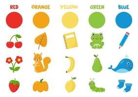 Collection of primary colors. Learning colors. Colorful objects and animals. vector