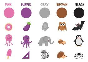 Flashcard with primary objects. Set of colorful objects and animals. vector