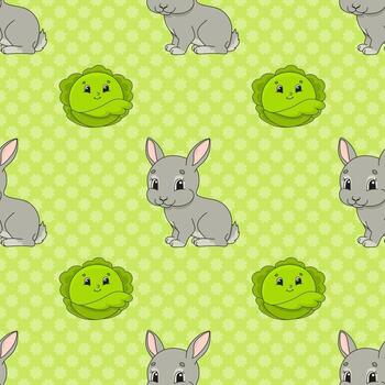 Seamless pattern rabbit vector