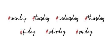 Set of week days with the hashtag vector