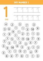 Dot or color all numbers 1. Educational game. vector