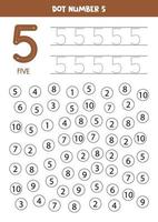 Find and color number 5. Math game for kids. vector