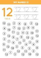 Find and color number 12. Math game for kids. vector