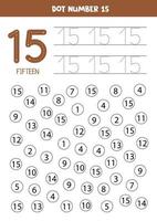 Find and color number 15. Math game for kids. vector