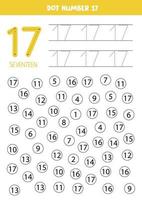 Find and color number 17. Math game for kids. vector