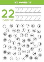 Find and color number 22. Math game for kids. vector