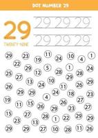 Find and color number 29. Math game for kids. vector