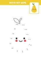 Connect the dots game with kawaii pear. vector