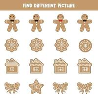 Find Christmas cookie which is different from others. vector