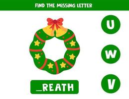 Find missing letter game for kids. Alphabet learning. vector