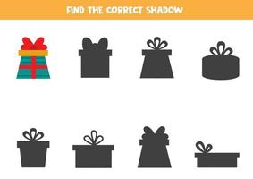 Find the right shadow of Christmas present. vector