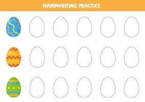 Tracing lines with Easter eggs. Writing skills practice. vector