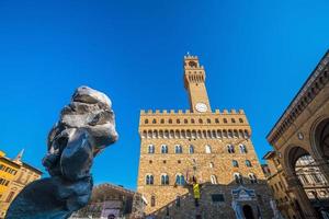 Palazzo Vecchio in Florence Italy with blue sky