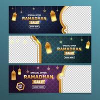 banner de venta de promoción de ramadan kareem gradiente vector