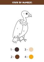 Coloring cartoon vulture by numbers. Educational worksheet.