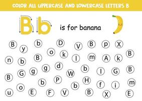 Alphabet worksheet. Find all letters Bb. Dot letters. vector