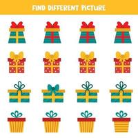 Find different picture of present Christmas box in row. vector