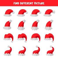 Find different picture of Santa Claus hat. vector
