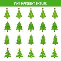 Find different picture of Christmas fir tree. vector