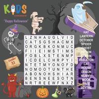 Happy Halloween word search crossword vector