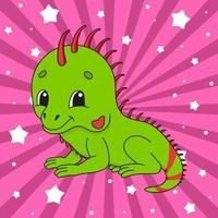 Sticker cute animal iguana vector