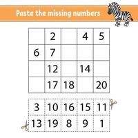 Paste the missing numbers 1-20. vector