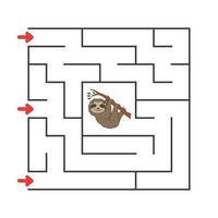 Square maze. Game for kids. Puzzle for children. Cartoon character. Labyrinth conundrum. Color vector illustration. Find the right path. The development of logical and spatial thinking.