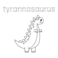 Tracing letters with cute dinosaurs. Writing practice. vector