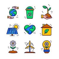 conjunto de iconos de energía ecológica vector