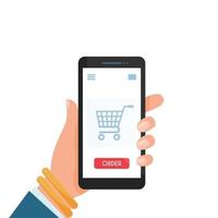 Online shopping on smartphone vector