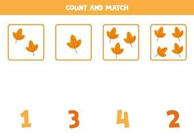 contar todas las hojas y emparejarlas con los números correctos. vector
